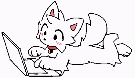 White cat 'Boykisser' typing on a laptop